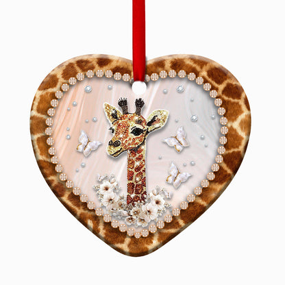 Giraffe 3 Heart Ceramic Ornament - Christmas Ornament - Christmas Gift