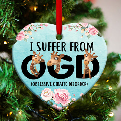 Giraffe 5 Heart Ceramic Ornament - Christmas Ornament - Christmas Gift