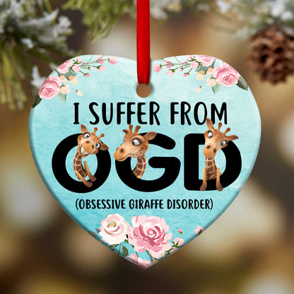 Giraffe 5 Heart Ceramic Ornament - Christmas Ornament - Christmas Gift