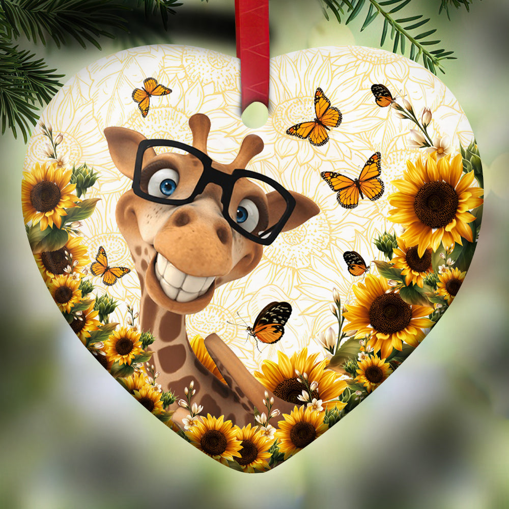 Giraffe 7 Heart Ceramic Ornament - Christmas Ornament - Christmas Gift