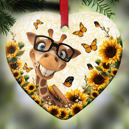 Giraffe 7 Heart Ceramic Ornament - Christmas Ornament - Christmas Gift