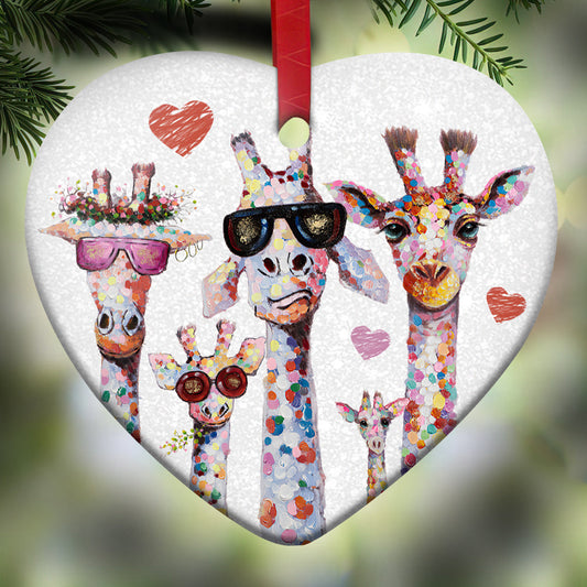 Giraffe 8 Heart Ceramic Ornament - Christmas Ornament - Christmas Gift