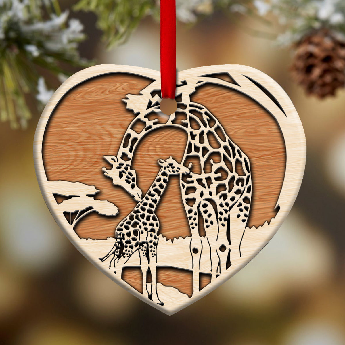 Giraffe 9 Heart Ceramic Ornament - Christmas Ornament - Christmas Gift