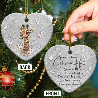 Giraffe Advice Heart Ceramic Ornament - Christmas Ornament - Christmas Gift