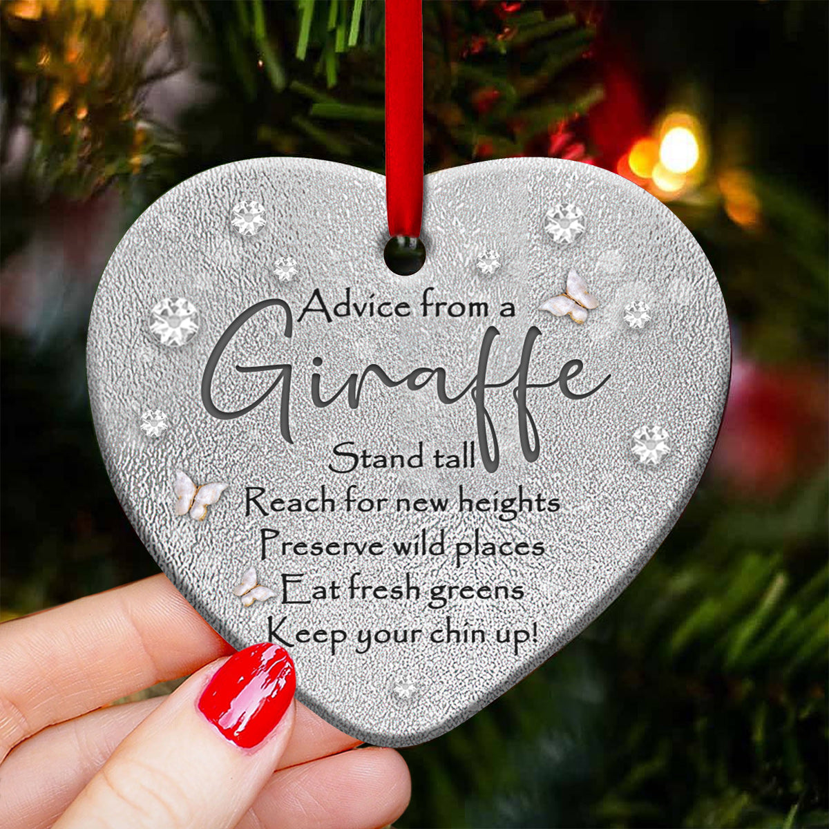 Giraffe Advice Heart Ornament - Christmas Ornament - Ciaocustom