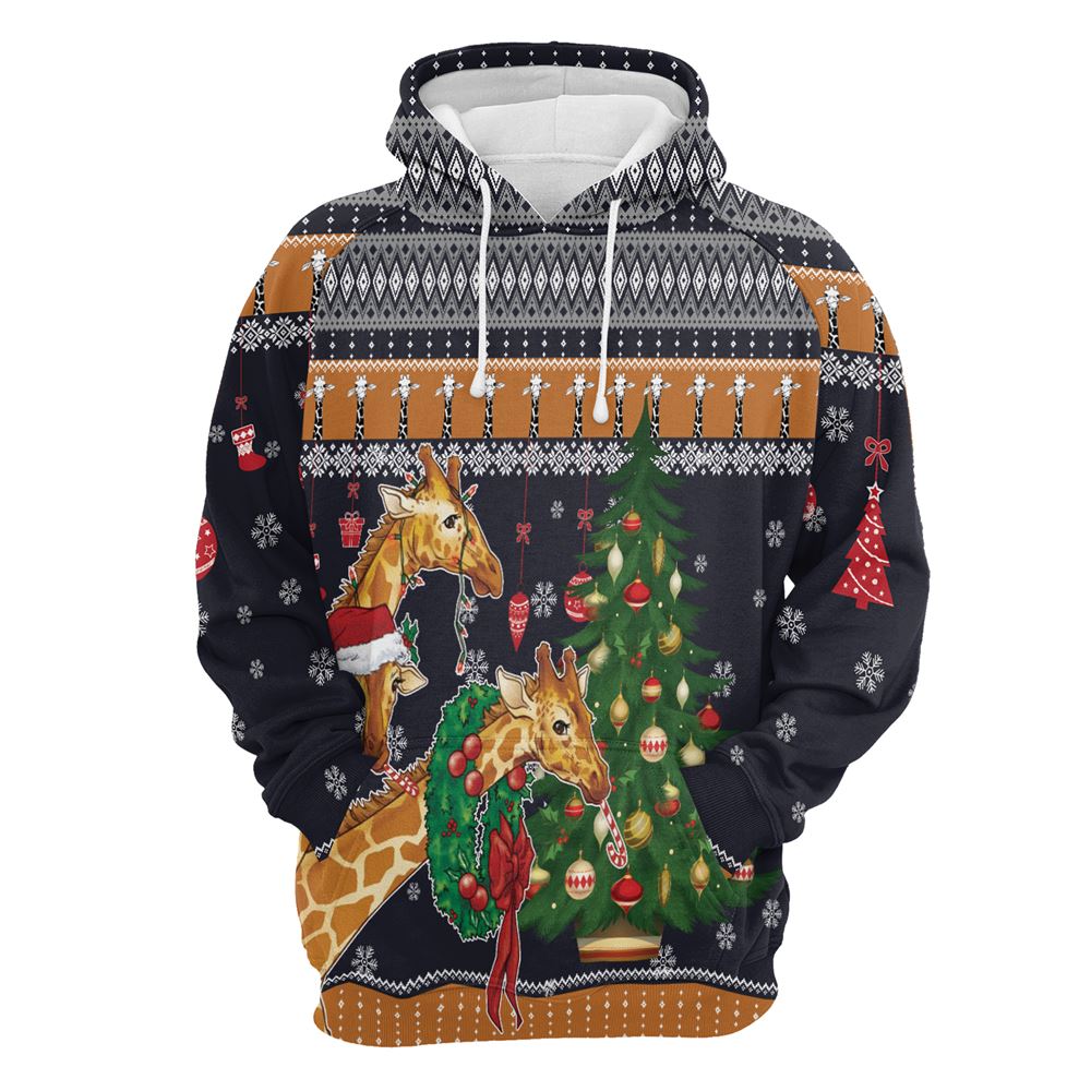 Giraffe Love Christmas All Over Print 3D Hoodie For Men And Women, Best Gift For Dog lovers, Best Outfit Christmas