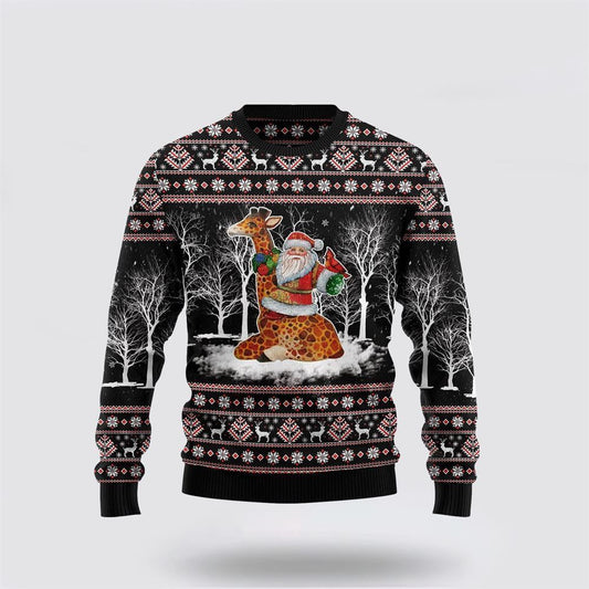 Giraffe Santa Claus Ugly Christmas Sweater For Men And Women, Best Gift For Christmas, The Beautiful Winter Christmas Outfit