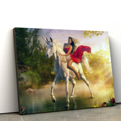 Girl And Unicorn Horse Painting Canvas Wall Art - Canvas Wall Decor - Home Decor Living Room