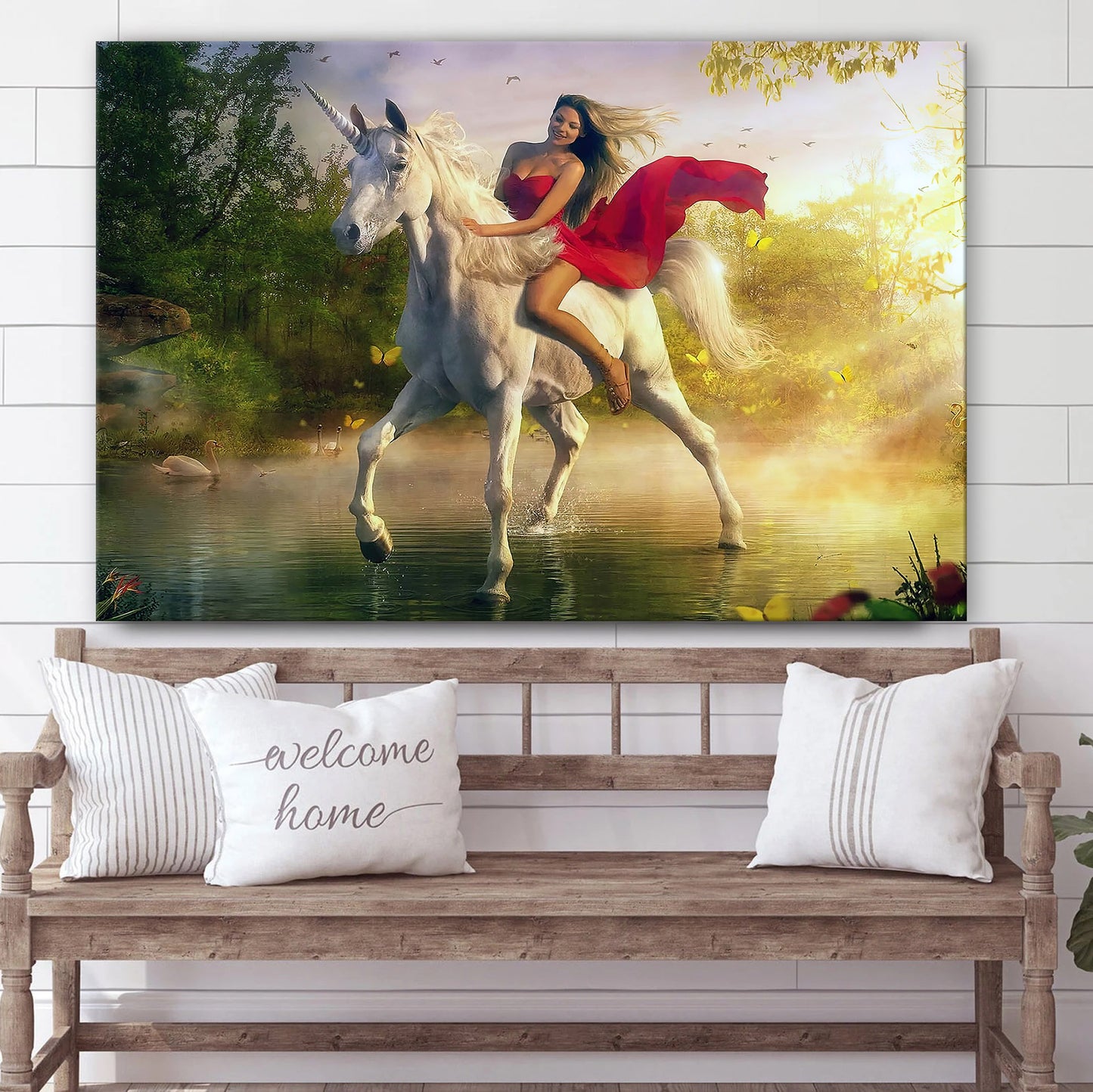Girl And Unicorn Horse Painting Canvas Wall Art - Canvas Wall Decor - Home Decor Living Room