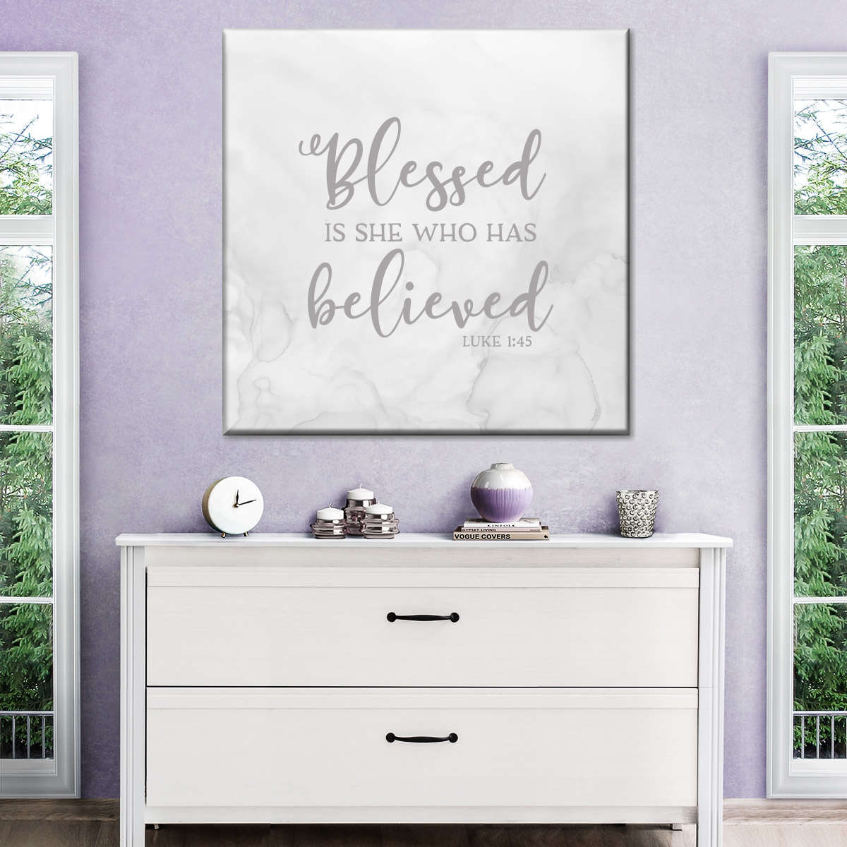 Girl Inspired Blessed Square Canvas Wall Art - Bible Verse Wall Art Canvas - Religious Wall Hanging
