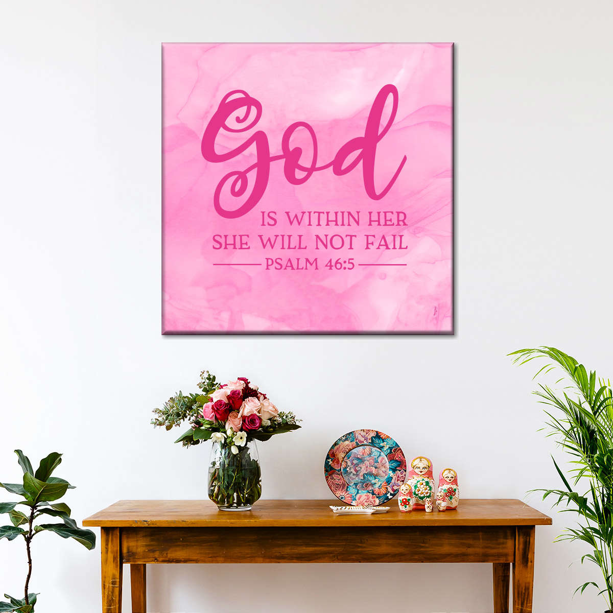 Girl Inspired God Within Square Canvas Wall Art - Bible Verse Wall Art Canvas - Religious Wall Hanging
