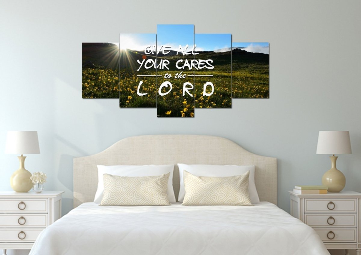 Give All Your Cares To The Lord Wall Art Canvas Print - Christian Canvas Wall Art