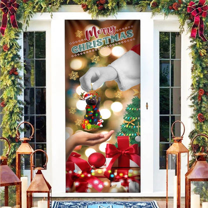Give Black Cat Dog Door Cover - Christmas Door Cover - Christmas Outdoor Decoration
