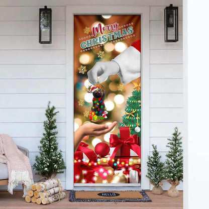 Give Black Cat Dog Door Cover - Christmas Door Cover - Christmas Outdoor Decoration