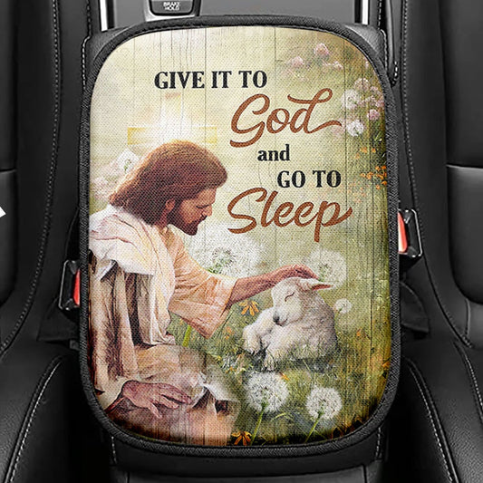 Give It To God And Go To Sleep Dandelion White Butterfly Cat Seat Box Cover, Bible Verse Car Center Console Cover, Christian Car Interior Accessories