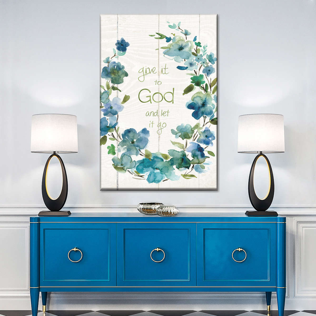 Give It To God Wreath Canvas Wall Art - Christian Wall Decor Art - Religious Wall Decor