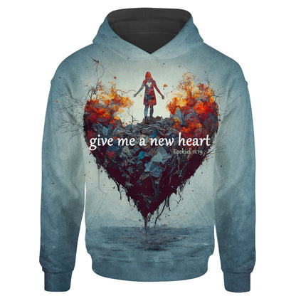 Give Me A New Heart Ezekiel 11 19 Christian Jesus 3d Full Print Hoodie - 3d Jesus Shirts