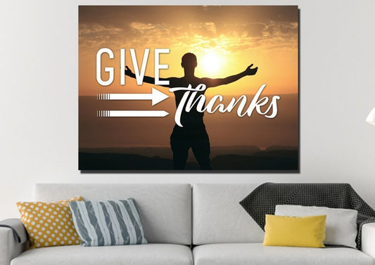 Give Thanks To God Christian Quotes Wall Art Canvas - Christian Canvas Wall Art
