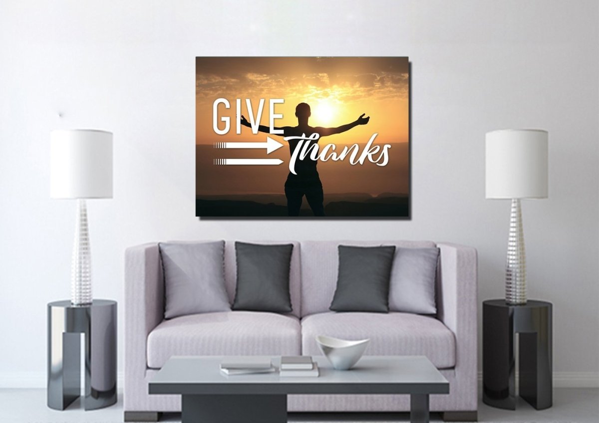 Give Thanks To God Christian Quotes Wall Art Canvas - Christian Canvas Wall Art