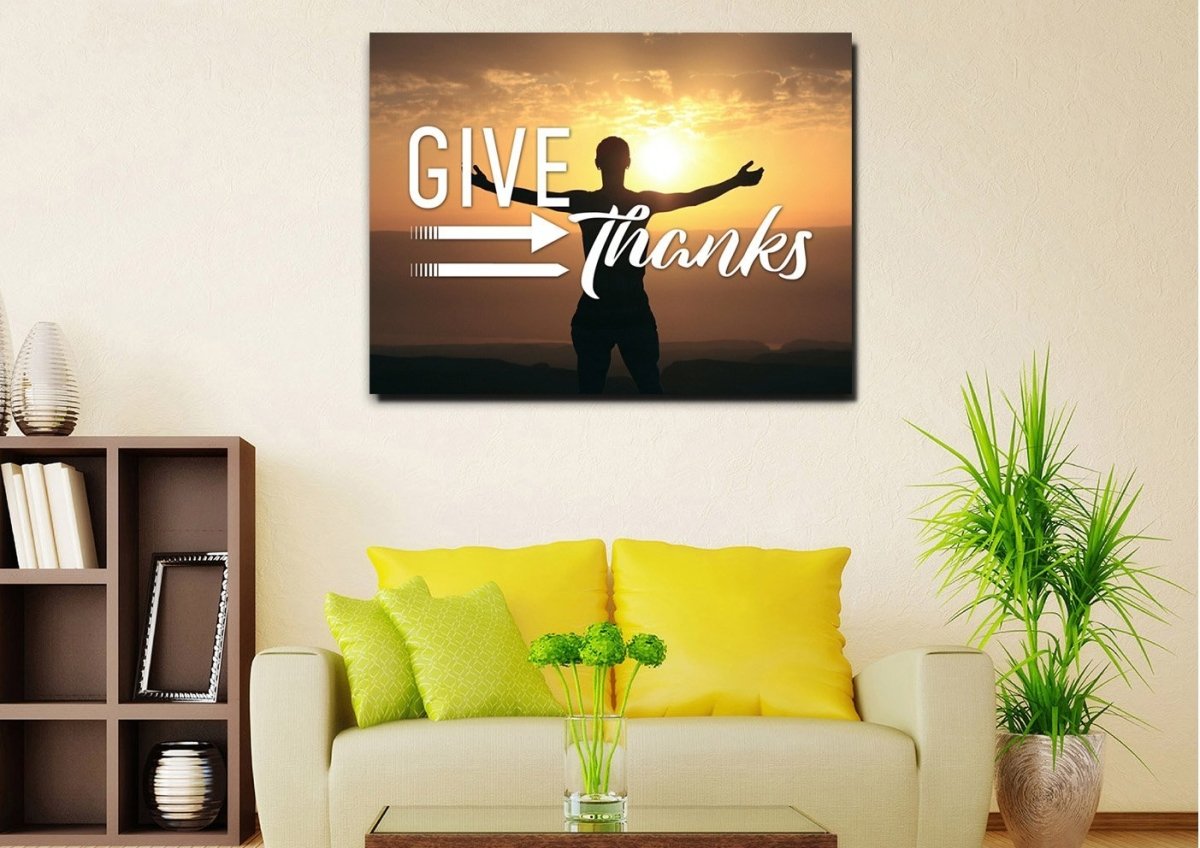 Give Thanks To God Christian Quotes Wall Art Canvas - Christian Canvas Wall Art