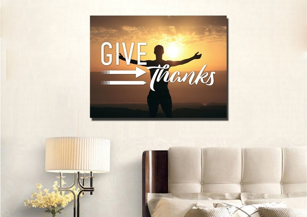 Give Thanks To God Christian Quotes Wall Art Canvas - Christian Canvas Wall Art