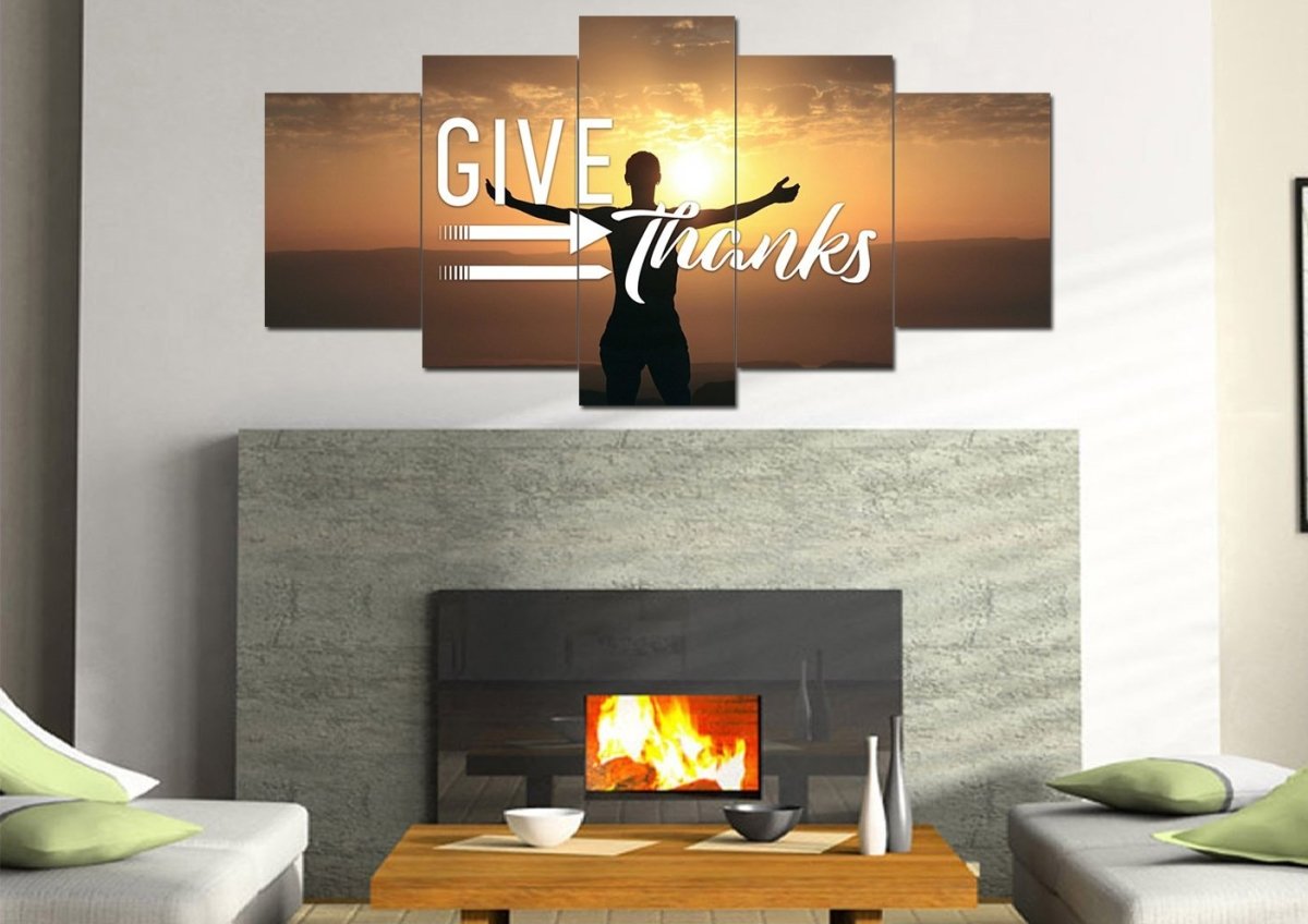 Give Thanks To God Christian Quotes Wall Art Canvas - Christian Canvas Wall Art