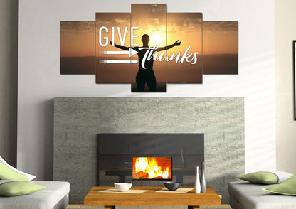Give Thanks To God Christian Quotes Wall Art Canvas - Christian Canvas Wall Art