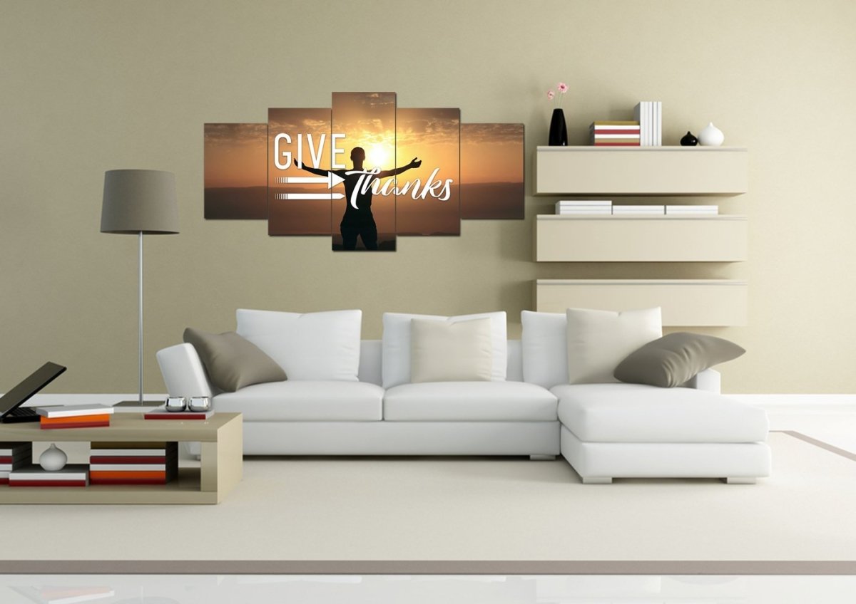 Give Thanks To God Christian Quotes Wall Art Canvas - Christian Canvas Wall Art