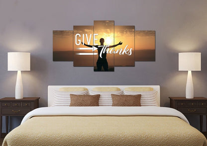 Give Thanks To God Christian Quotes Wall Art Canvas - Christian Canvas Wall Art