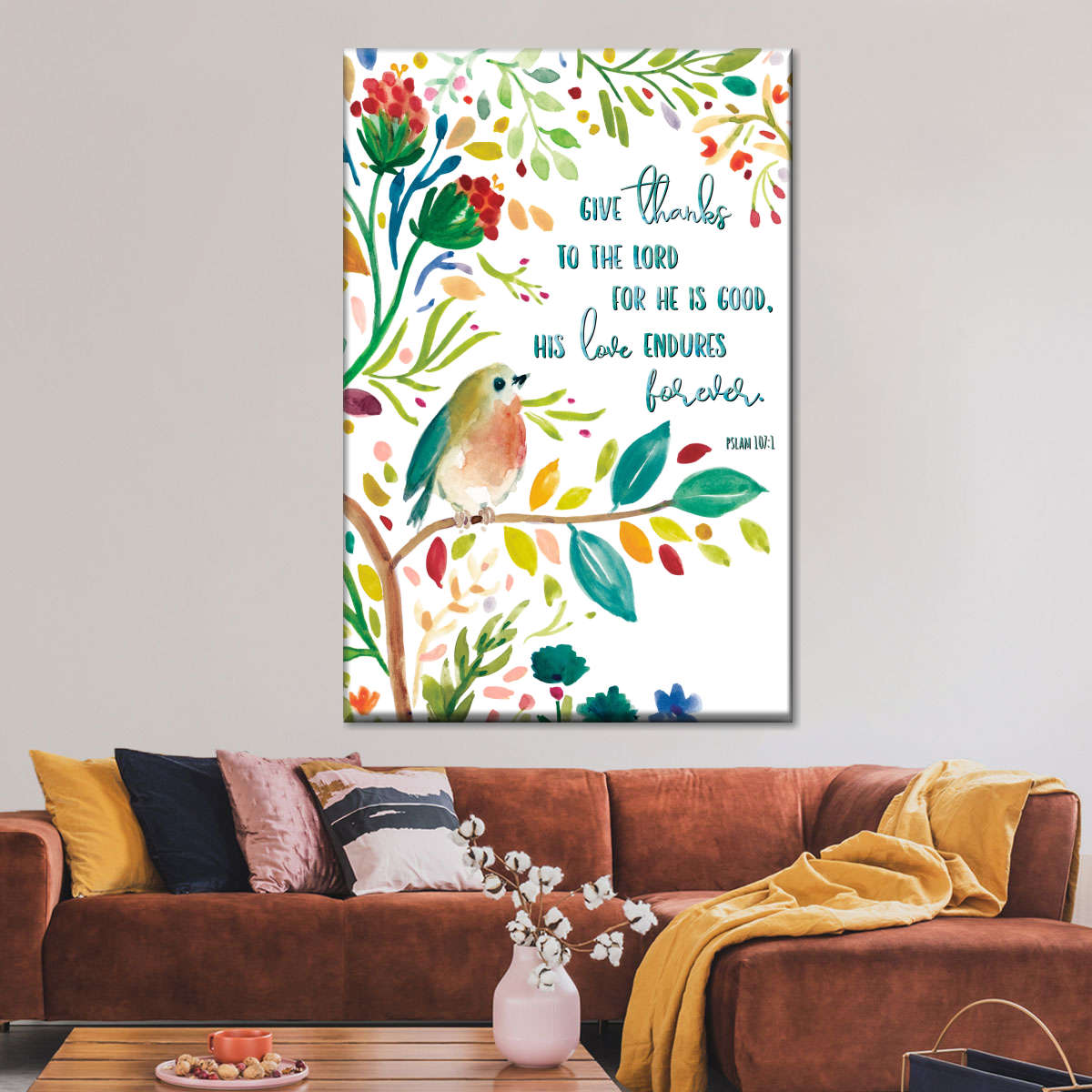Give Thanks To The Lord Canvas Wall Art - Christian Wall Decor Art - Religious Wall Decor
