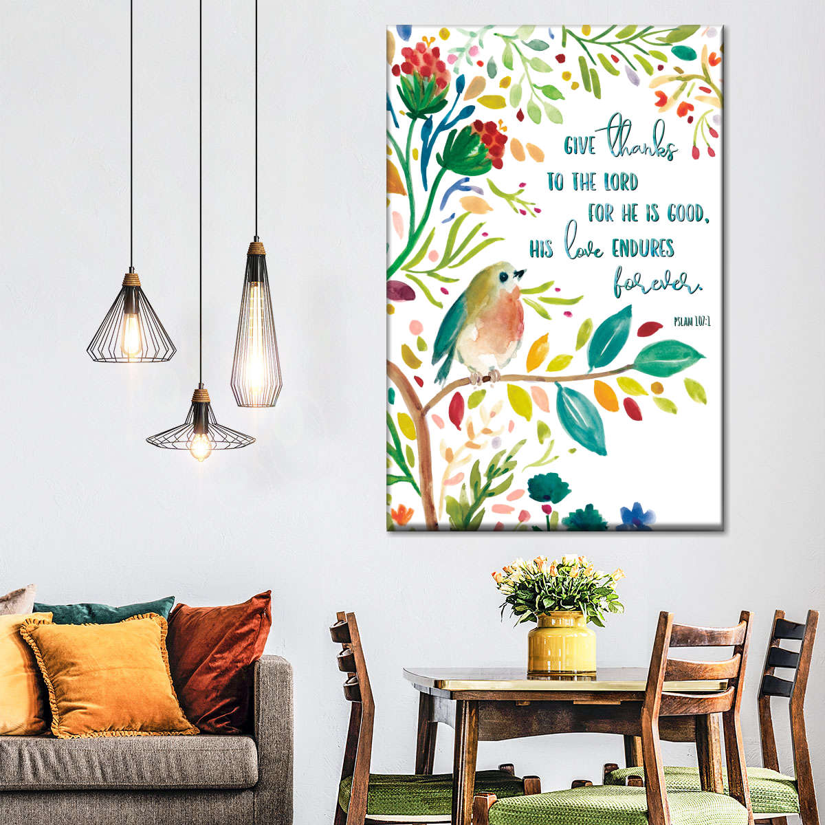 Give Thanks To The Lord Canvas Wall Art - Christian Wall Decor Art - Religious Wall Decor