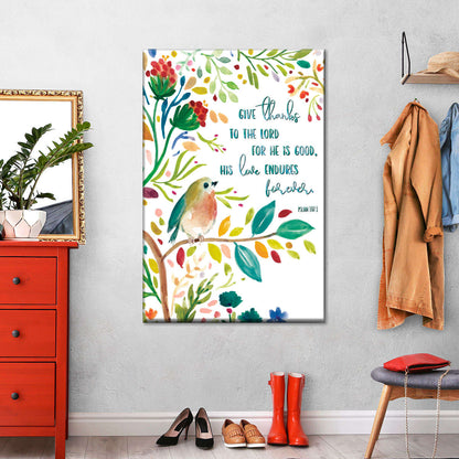 Give Thanks To The Lord Canvas Wall Art - Christian Wall Decor Art - Religious Wall Decor