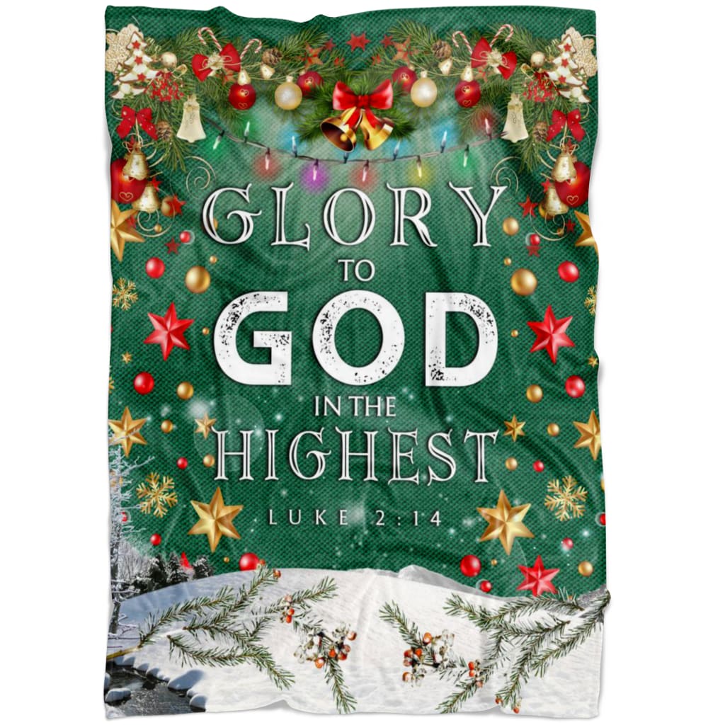 Glory To God In The Highest Christmas Fleece Blanket - Christian Blanket - Bible Verse Blanket