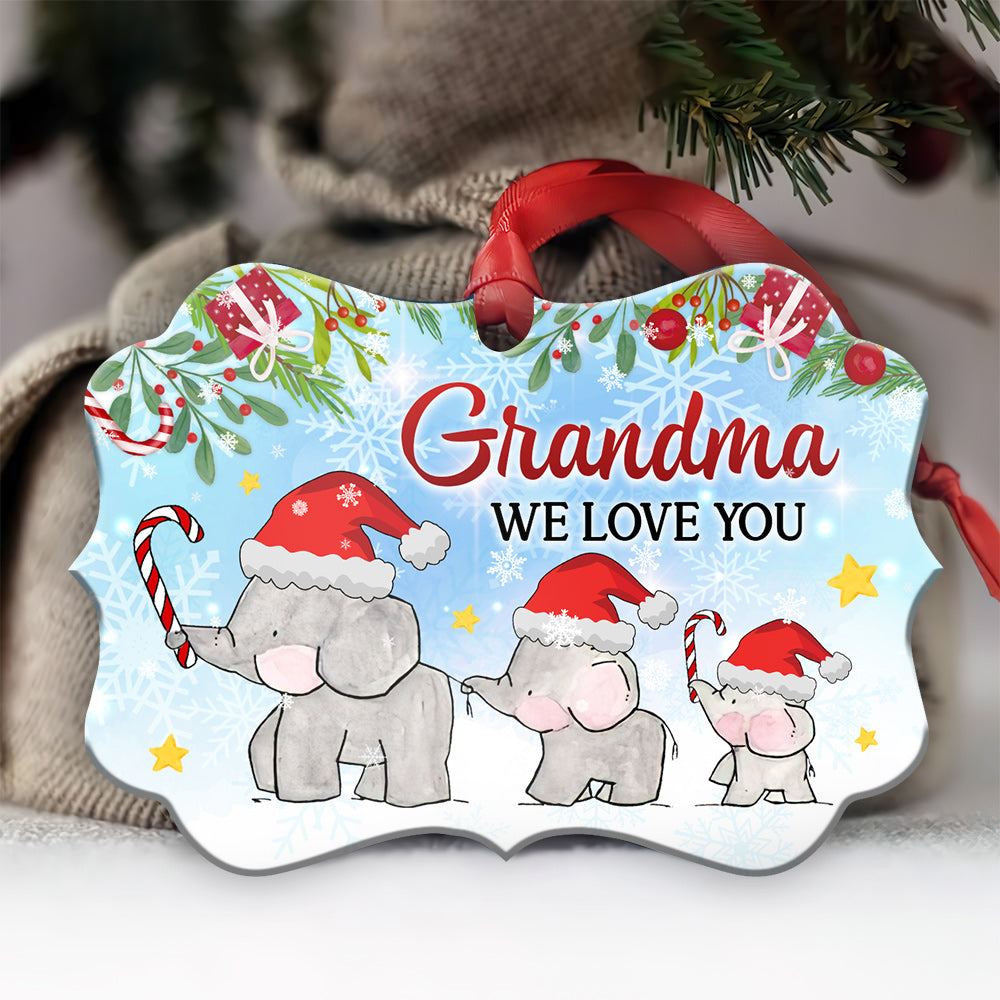 Gmg Elephant Grandma We Love You Metal Ornament - Christmas Ornament - Christmas Gift