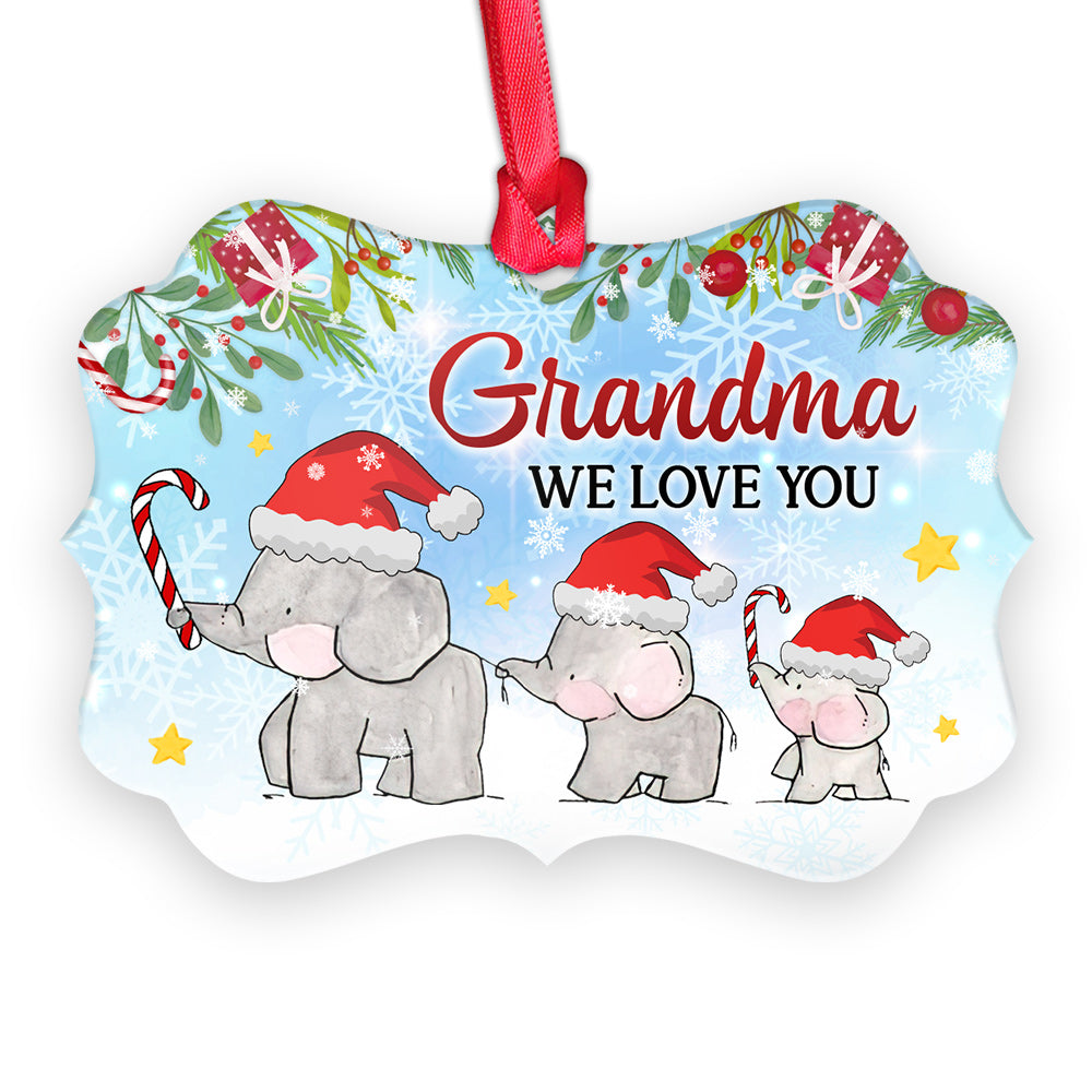 Gmg Elephant Grandma We Love You Metal Ornament - Christmas Ornament - Christmas Gift