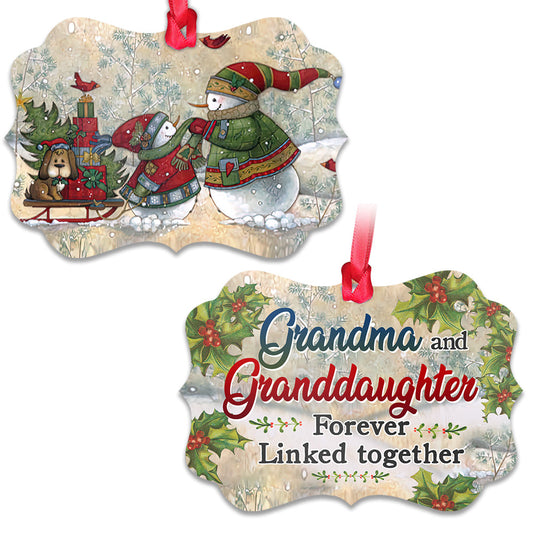Gmg Grandma And Granddaughter Forever Linked Together Metal Ornament - Christmas Ornament - Christmas Gift