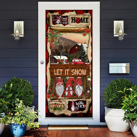 Gnome Christmas Door Cover - Christmas Outdoor Decoration