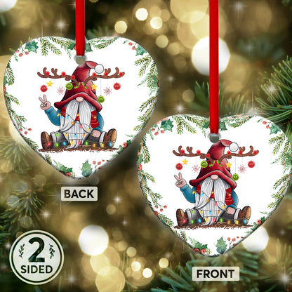 Gnome Christmas Heart Ornament - Christmas Ornament - Ciaocustom