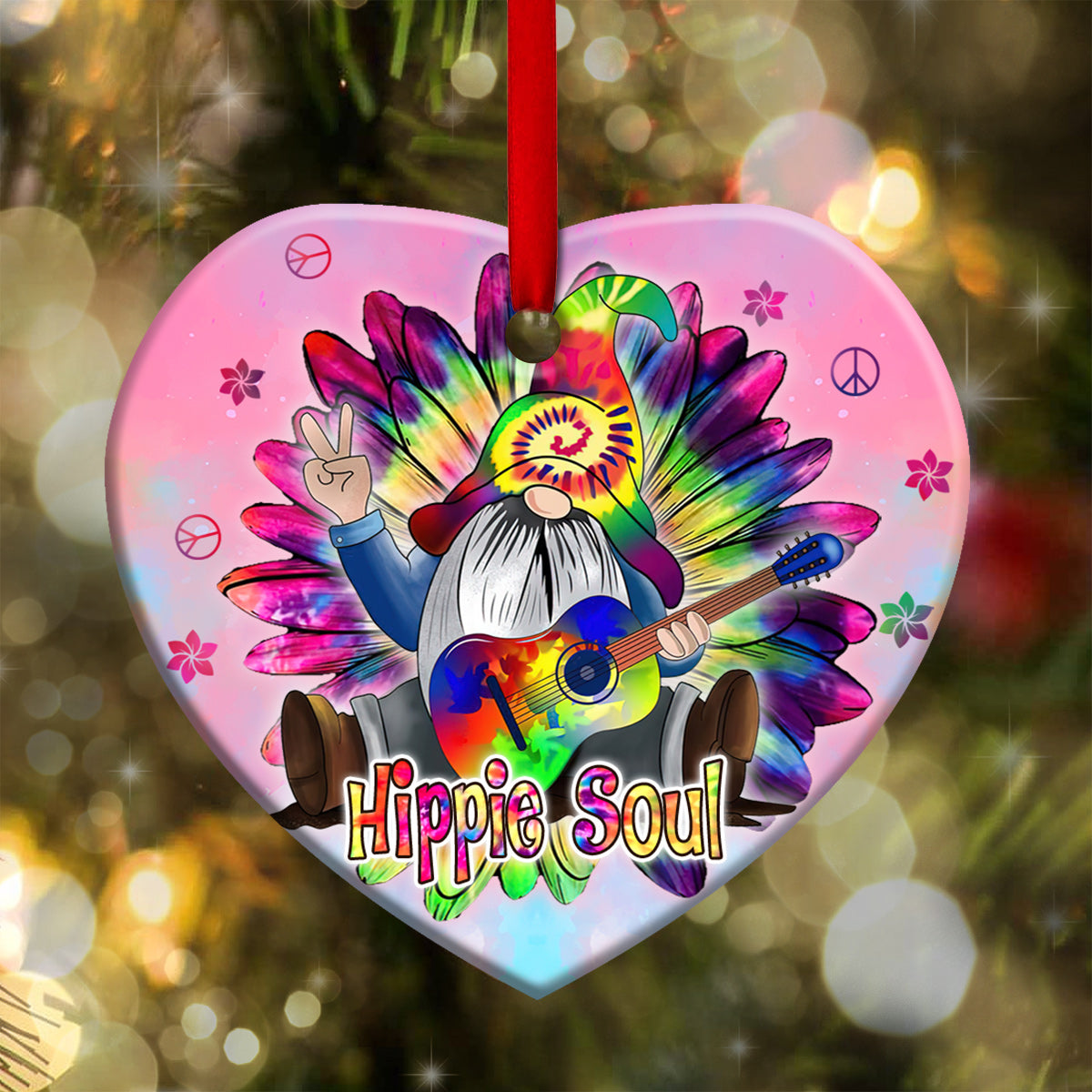 Gnome Hippie Soul Heart Ceramic Ornament - Christmas Ornament - Christmas Gift