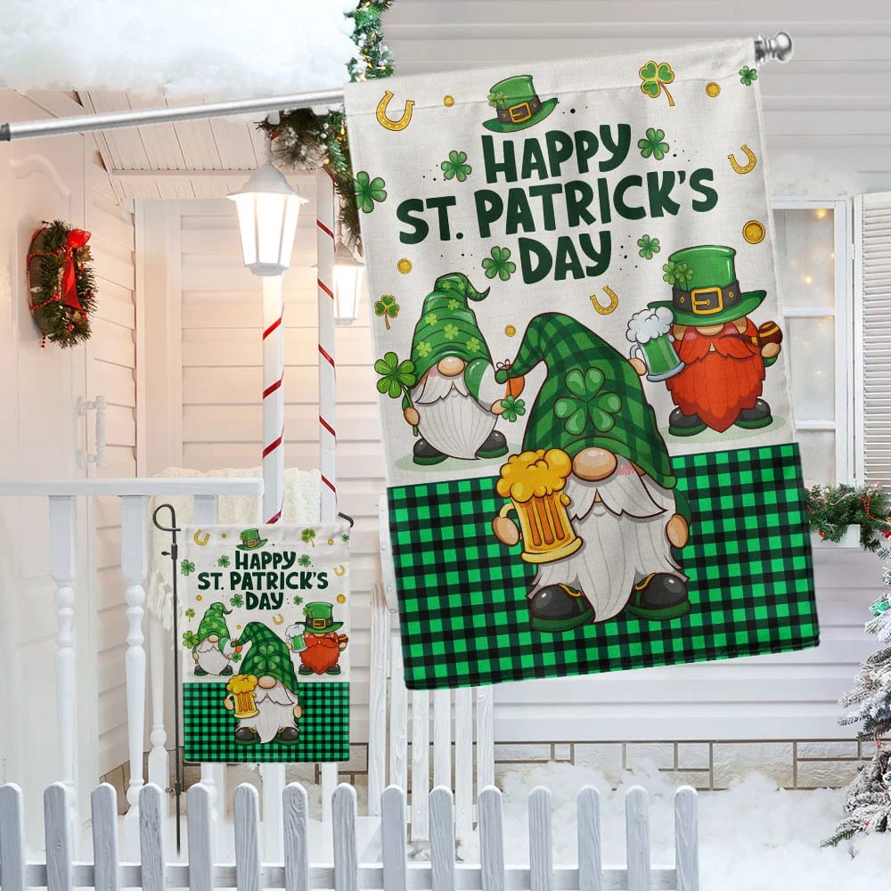 Gnome House Flag - St Patrick's Day Garden Flag - St. Patrick's Day Decorations