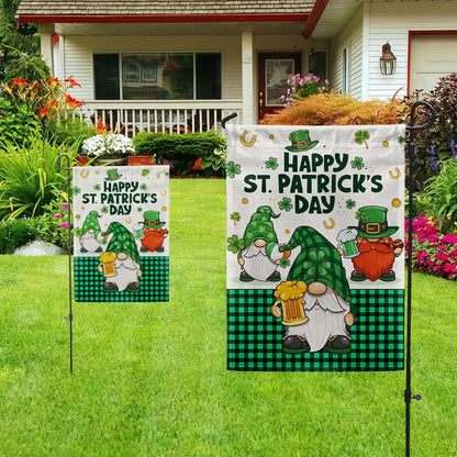 Gnome House Flag - St Patrick's Day Garden Flag - St. Patrick's Day Decorations