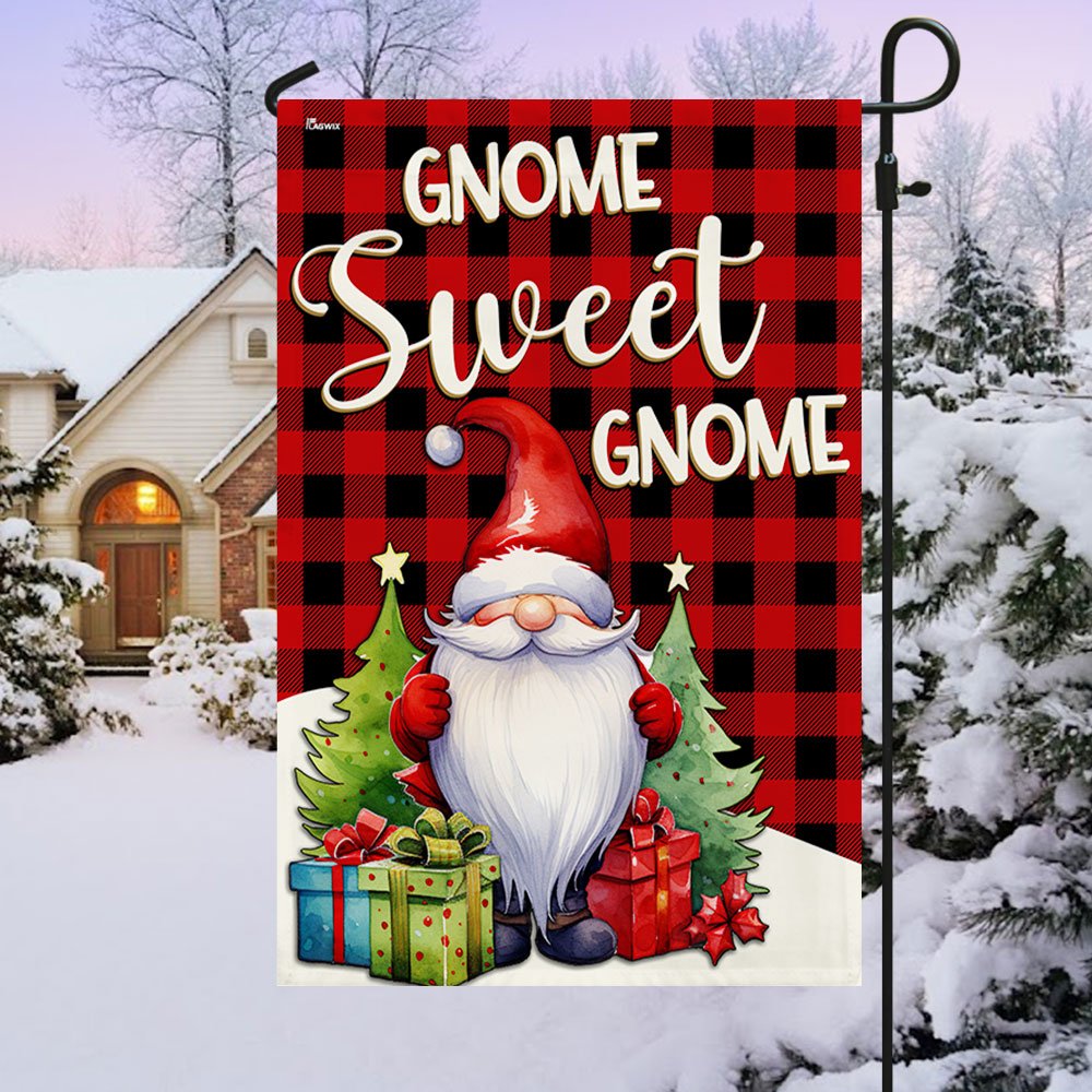 Gnome Sweet Gnome Christmas Flag - Religious Christmas House Flags - Religious Christmas House Flags - Christmas Flags