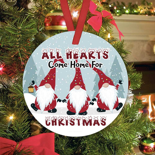 Gnomes Christmas Ceramic Circle Ornament - Decorative Ornament - Christmas Ornament