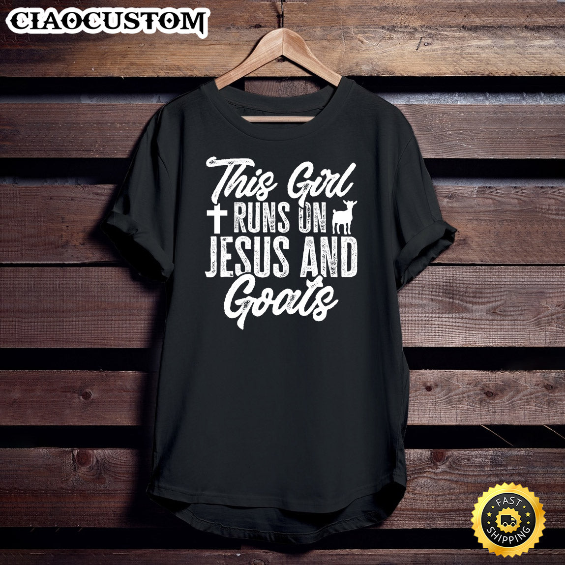 Goat Cute This Girl Runs On Jesus And Goats Unisex T Shirt - Men Women T-Shirts