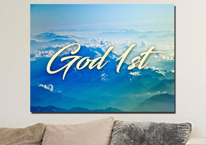 God 1st Christian Quotes Wall Art Canvas - Christian Canvas Wall Art