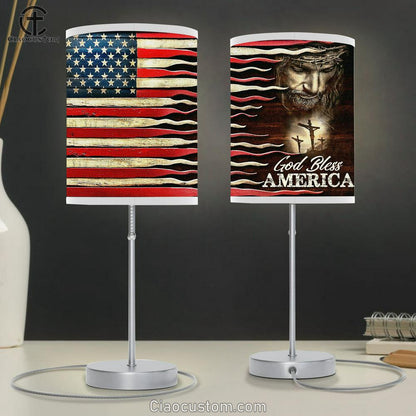 God Bles America Table Lamp For Bedroom - Christian Wall Table Lamp - Scripture Table Lamp Prints
