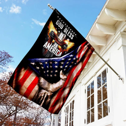 God Bless America. Christian Cross House Flags - Christian Garden Flags - Outdoor Christian Flag