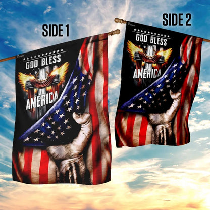 God Bless America. Christian Cross House Flags - Christian Garden Flags - Outdoor Christian Flag