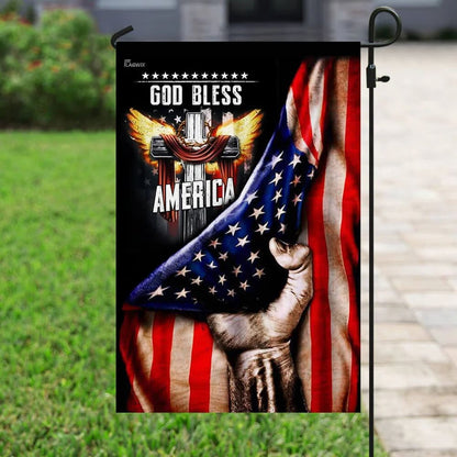God Bless America. Christian Cross House Flags - Christian Garden Flags - Outdoor Christian Flag