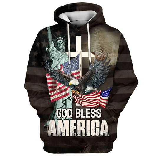 God Bless America - Eagle American Flag 3d Hoodies - Men & Women Christian Hoodie - 3D Printed Hoodie